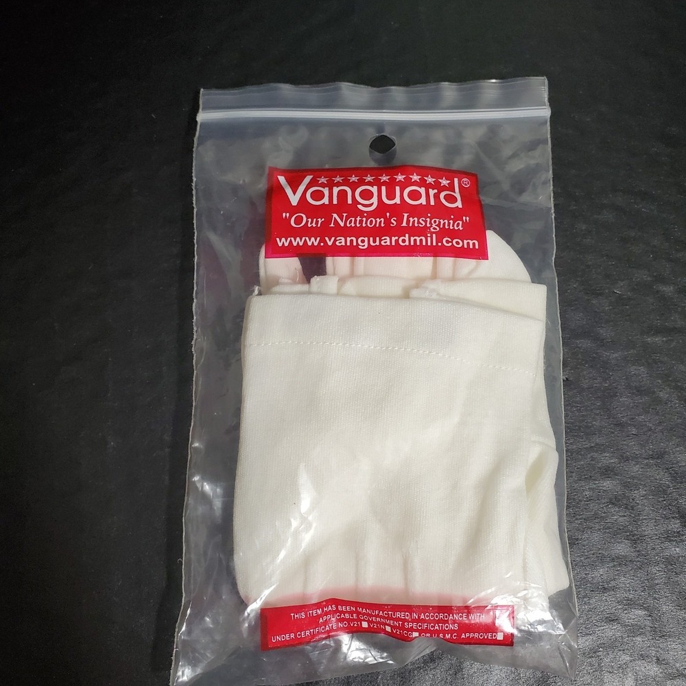 Vanguard White Cotton Service Gloves Formal Dress‎ – Snap Wrist, OSFM OSFA - NEW